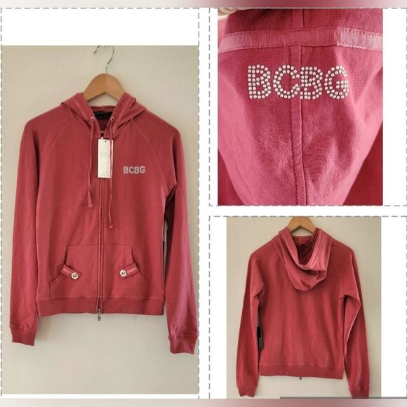 BCBG Rose Hoodie with Rhinestone Detail - Picture 1 of 8